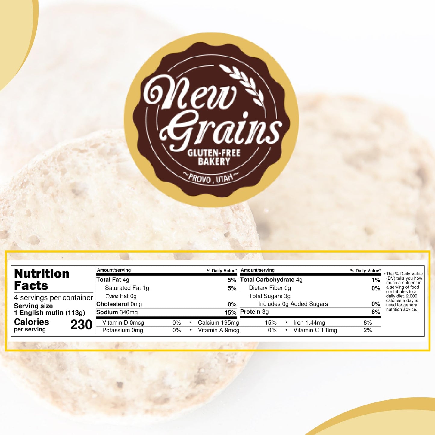New Grains Gluten Free English Muﬃns - Pack of 2