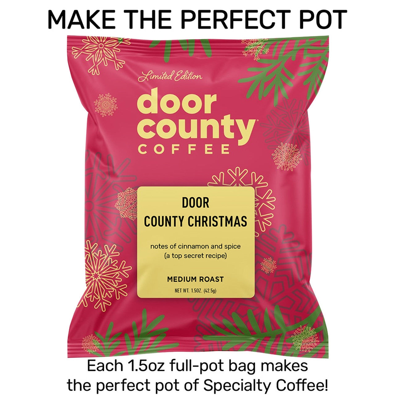 2025 Christmas Coffee Advent Calendar - 24 Full-Pot Bags of Flavored Ground Coffee, Door County