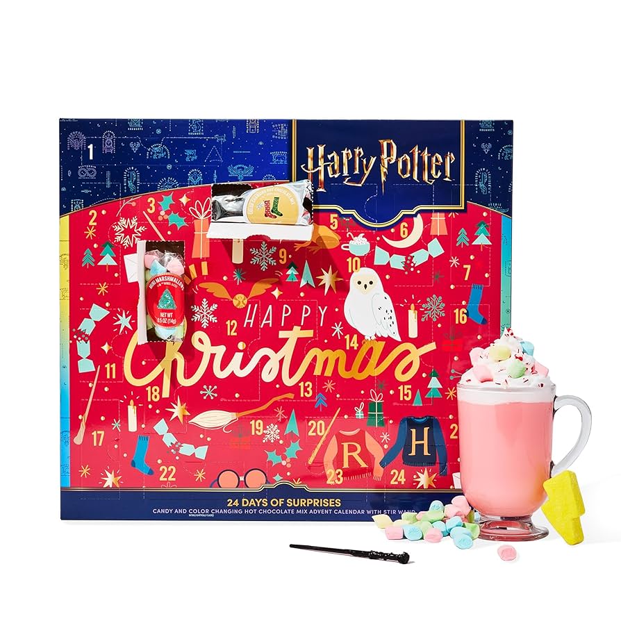 HARRY POTTER 24 Days of Surprises, Includes 12 Color-Changing Hot Chocolate Mixes, 4 Topping Varieties & Stir Wand Advent Calendar 2025