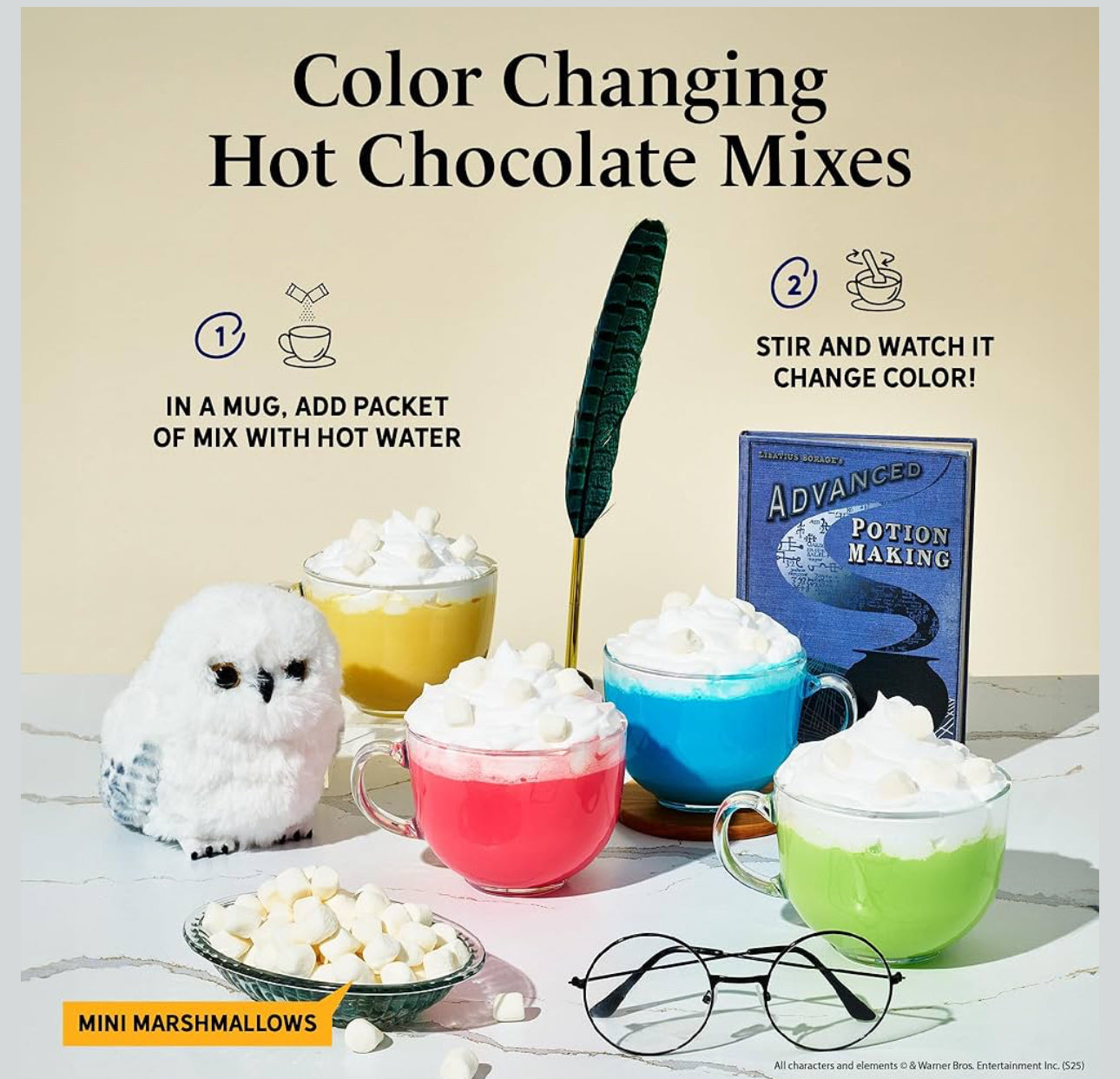 HARRY POTTER 24 Days of Surprises, Includes 12 Color-Changing Hot Chocolate Mixes, 4 Topping Varieties & Stir Wand Advent Calendar 2025