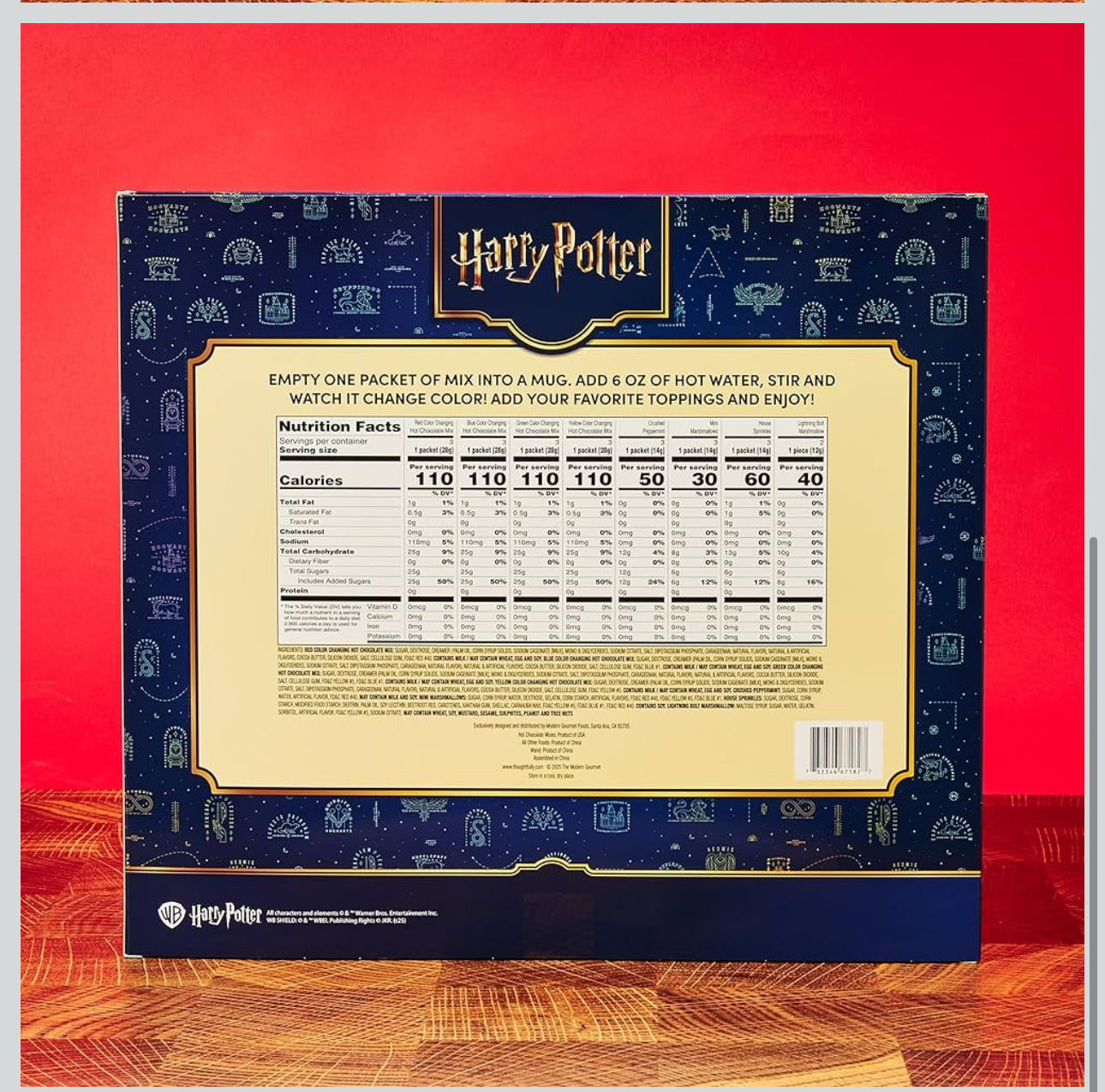HARRY POTTER 24 Days of Surprises, Includes 12 Color-Changing Hot Chocolate Mixes, 4 Topping Varieties & Stir Wand Advent Calendar 2025