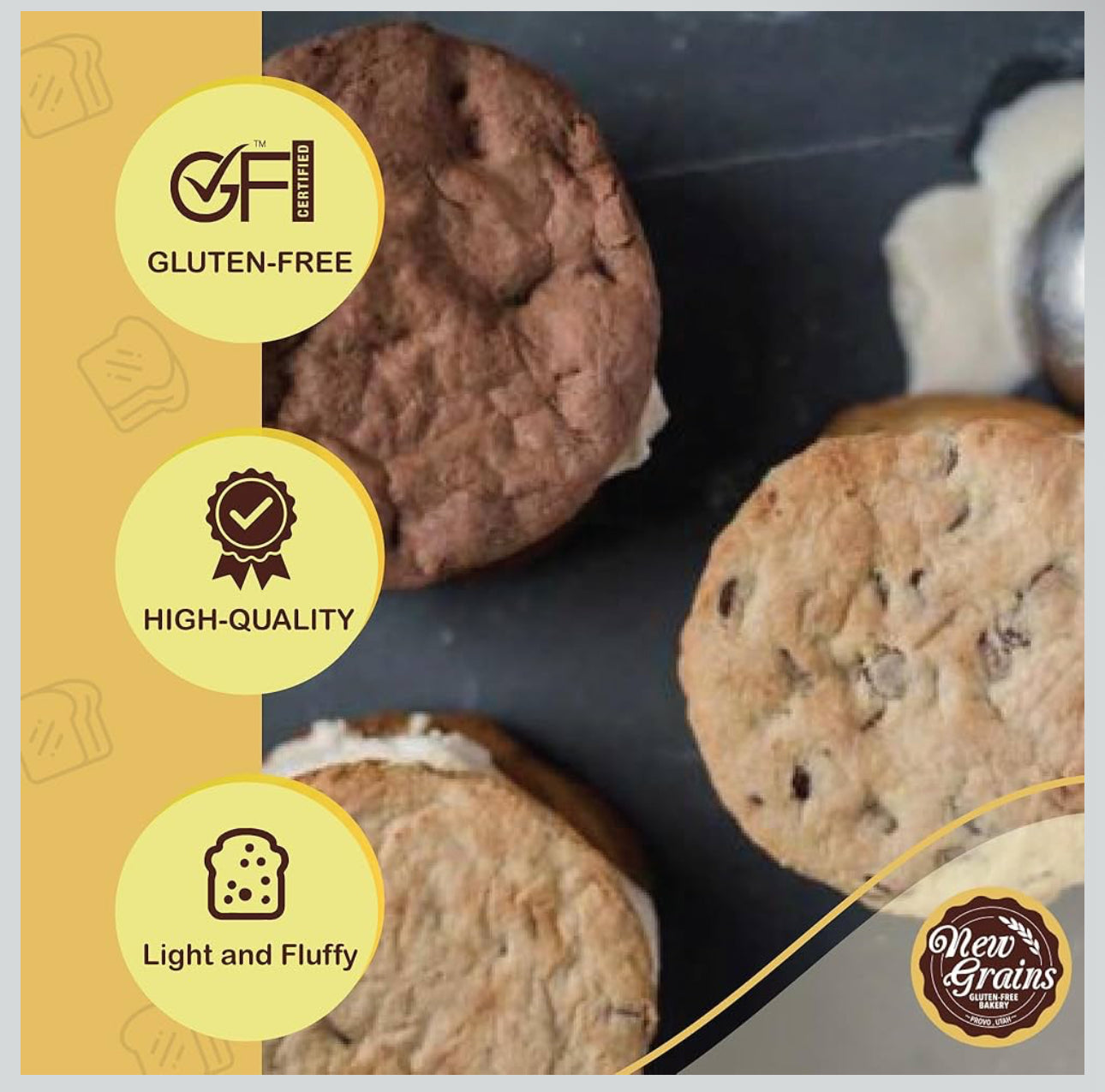 New Grains-Deliciously Rich Brownie Chocolate Chip Cookies Unsweetened, Semisweet, Bittersweet - includes 10