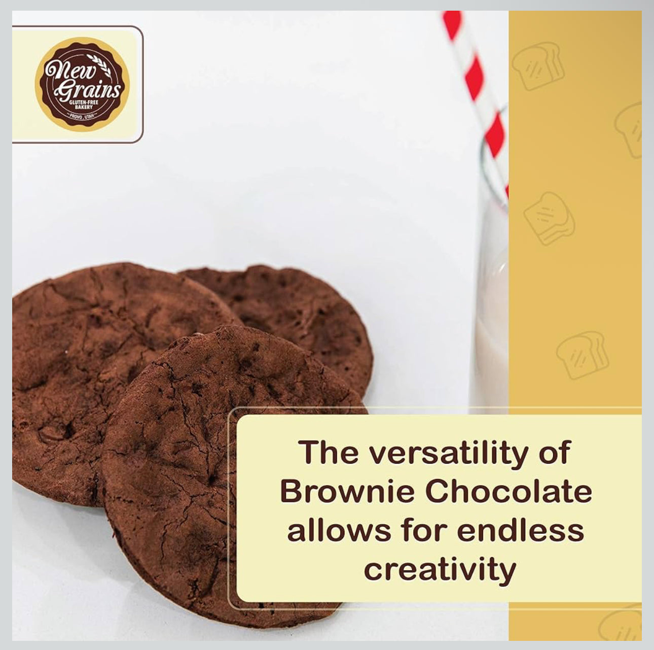 New Grains-Deliciously Rich Brownie Chocolate Chip Cookies Unsweetened, Semisweet, Bittersweet - includes 10