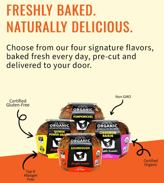 Simple Kneads Organic Quinoa Power Grains Bread, Gluten Free - Pack of 2