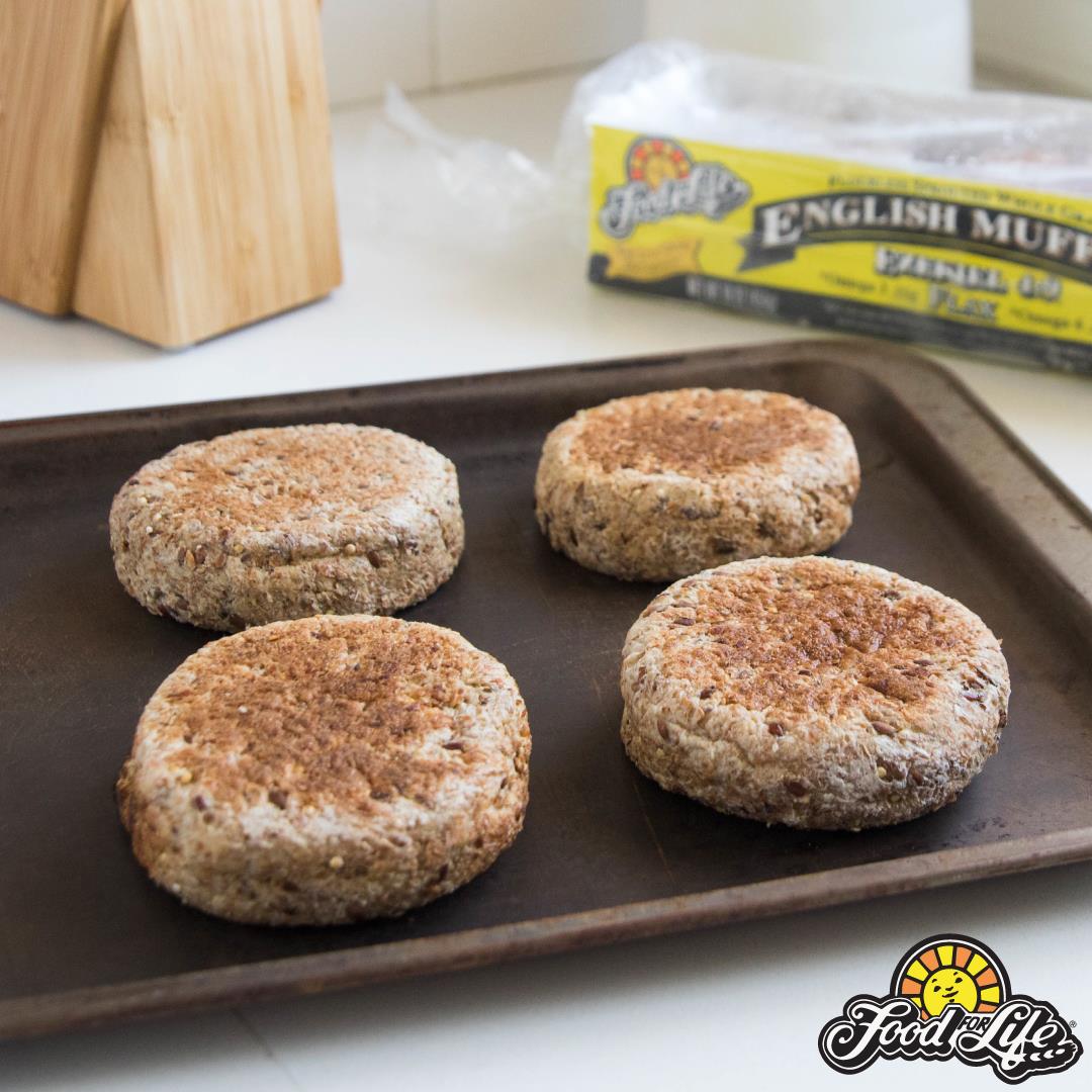 Organic Sprouted Flax English Muffin - Food for Life Ezekiel, 16 oz - Pack of 6