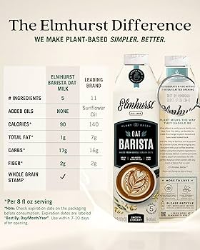 Elmhurst 1925 Barista Edition Variety Pack – 32 oz - Pack of 6 - Plant-Based Milk, Vegan, Dairy-Free, Kosher, Gluten-Free, Non-GMO