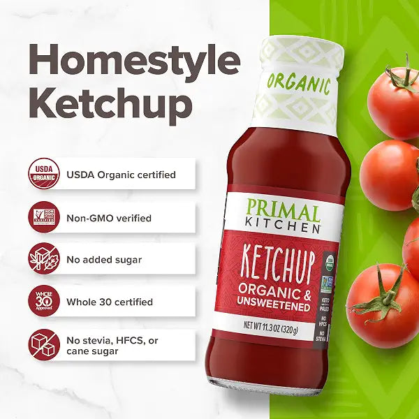 Primal Kitchen Organic Unsweetened Ketchup, Pack of 2