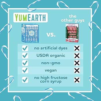 YumEarth Organic Candy Canes - Individually Wrapped Full Size Blue Raspberry Candy Canes - Dye Free, Allergy Friendly, Non GMO, Gluten Free, Vegan - Pack of 2