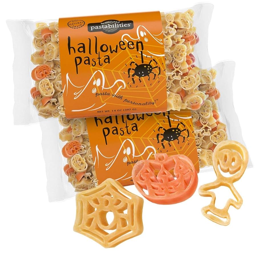 Pastabilities Fun Shaped Pasta for Kids - Halloween - Pumpkin Spider and Ghost Holiday Theme, Non-GMO Natural Wheat and Vegetable Pasta, All-Natural, Kosher Certified - Pack of 2