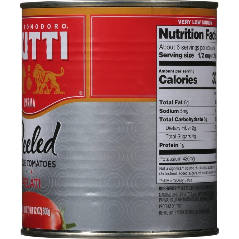 Mutti Whole Peeled Tomatoes (Pelati), 28oz - Pack of 6
