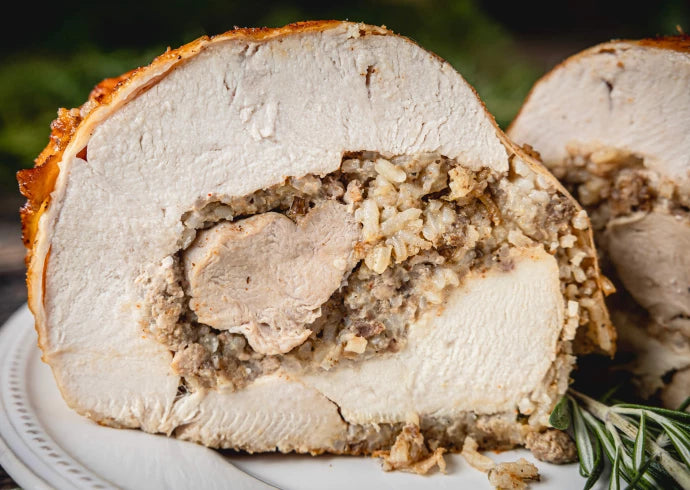 Cajun Turducken Roll Stuffed with Wild Rice Pecan Dressing - 5 lb