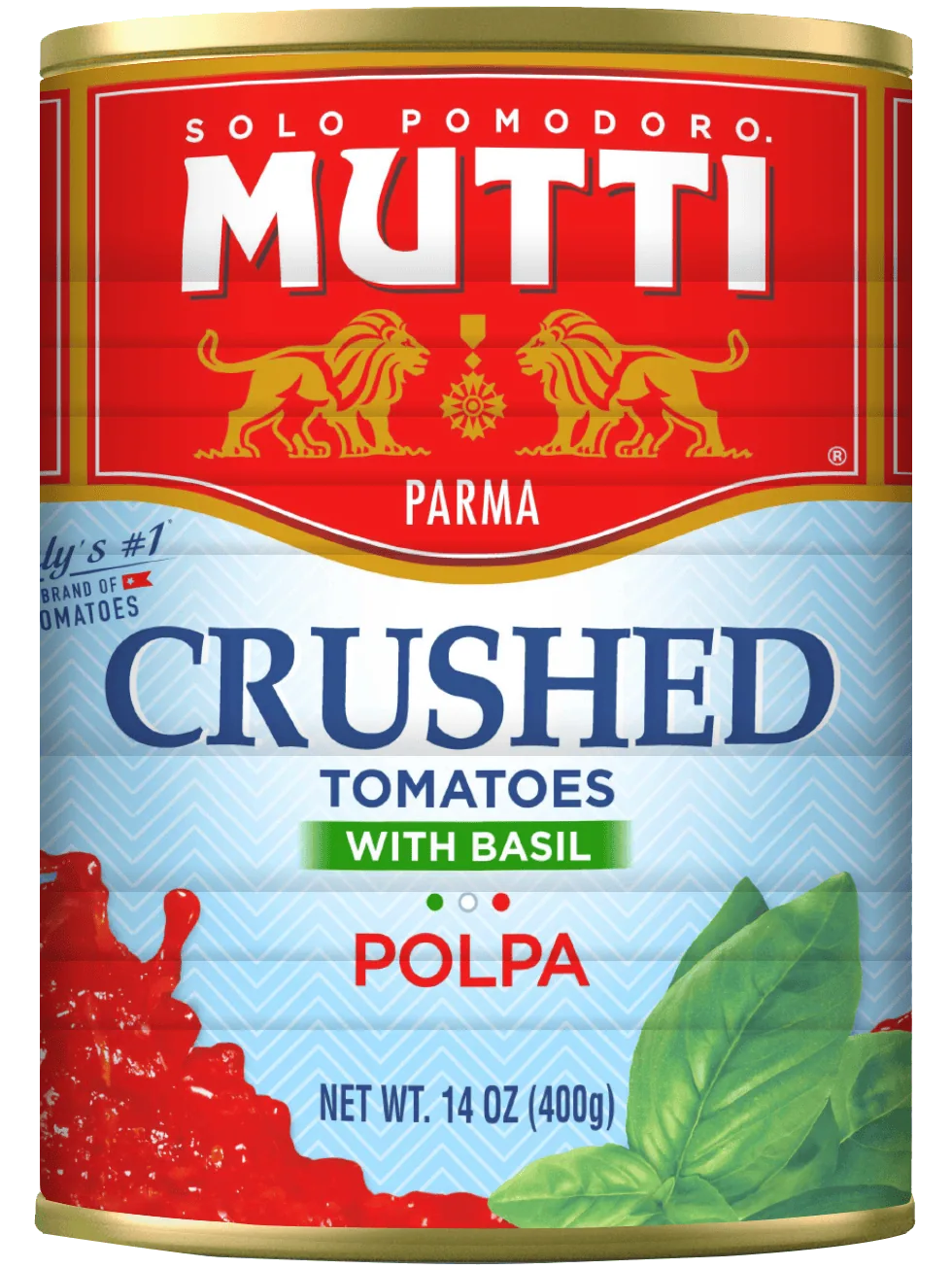 Mutti Crushed Tomatoes with Basil (Polpa), 14 oz - Pack of 12