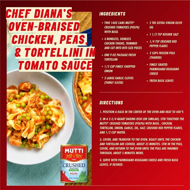Mutti Crushed Tomatoes with Basil (Polpa), 14 oz - Pack of 12