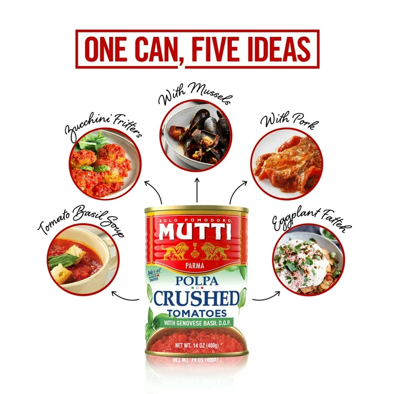 Mutti Crushed Tomatoes with Basil (Polpa), 14 oz - Pack of 12