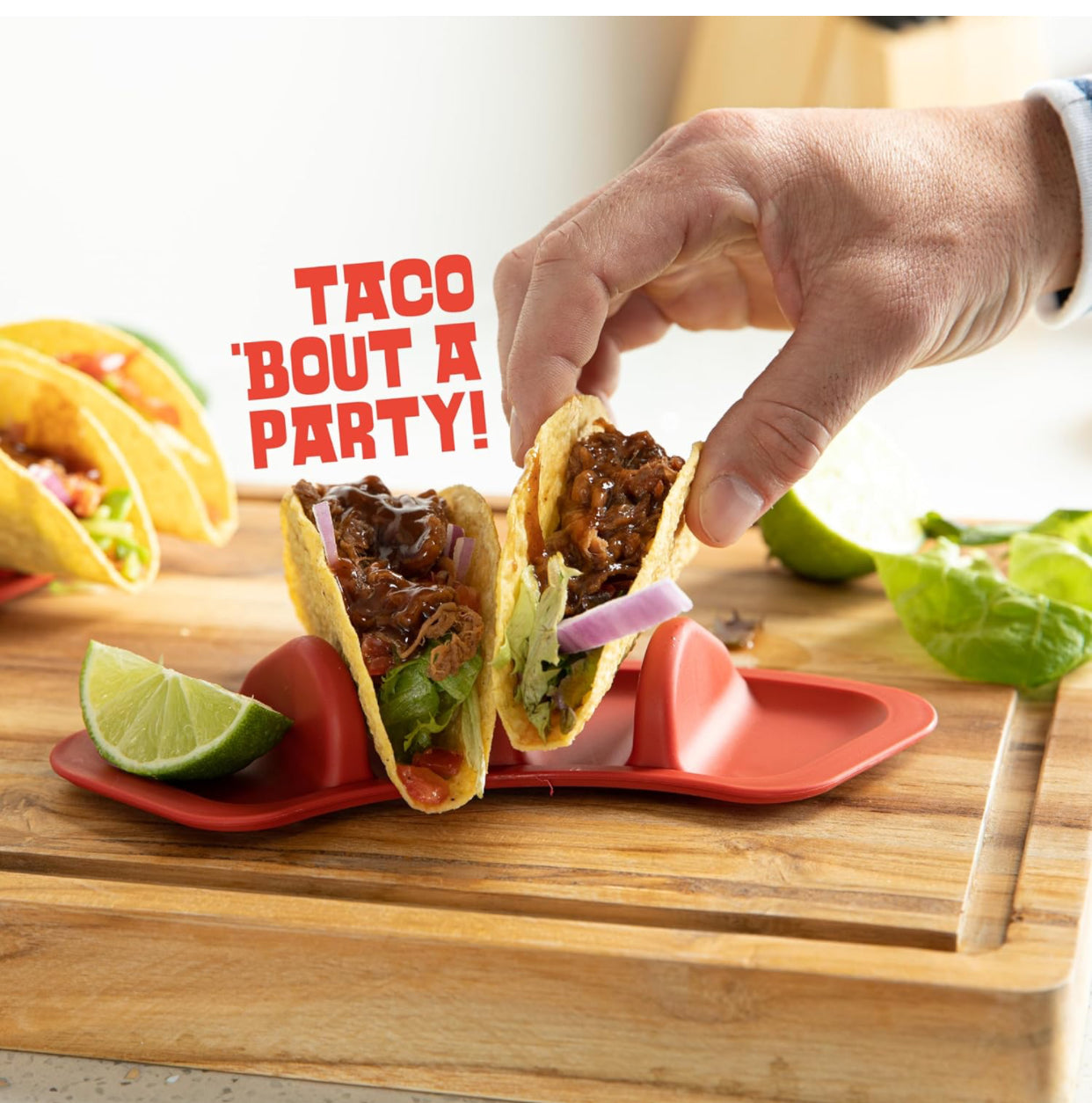 Taco Tuesday Kit - Taco Bar Serving Set for a Party - Heated Pot, 4 Taco Holders, & Detachable Lazy Susan Tray