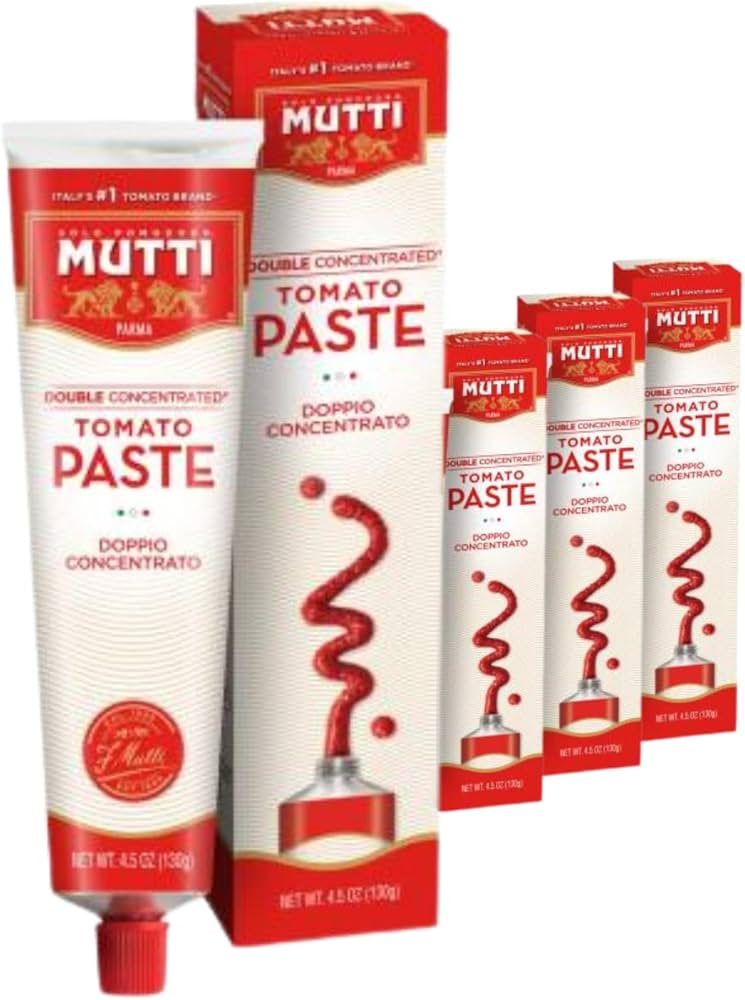 Mutti Double Concentrated Tomato Paste (Doppio Concentrato), 4.5 oz Tube - Pack of 4