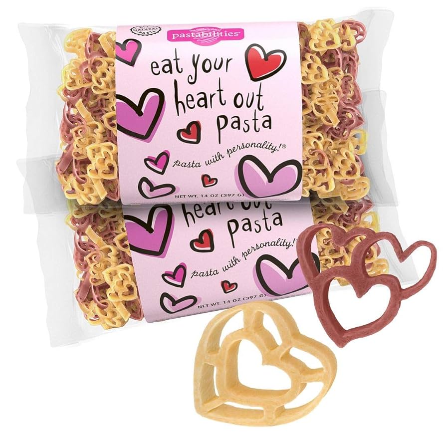 Pastabilities Fun Shaped Pasta for Kids - Your Heart Out Pasta - Valentines and Love Fun Theme, Non-GMO Natural Wheat and Vegetable Pasta, All-Natural, Kosher Certified - Pack of 2