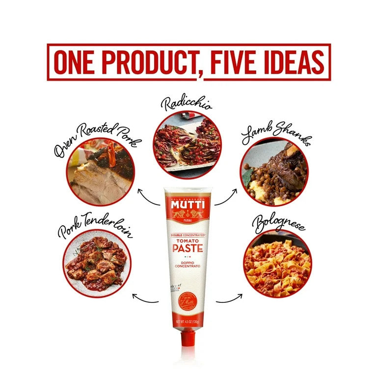 Mutti Double Concentrated Tomato Paste (Doppio Concentrato), 4.5 oz Tube - Pack of 12