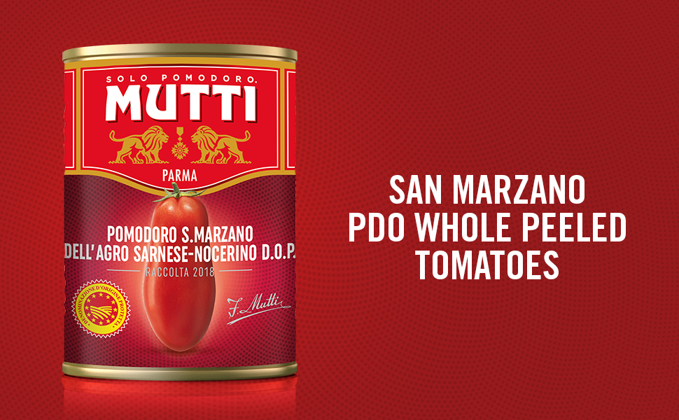 Mutti Whole Peeled Authentic San Marzano PDO Tomatoes (Pelati), 14 oz - Pack of 6