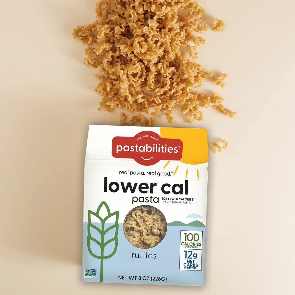 Pastabilities, Lower Calorie Pasta, Variety Pack - Penne & Ruffles – 100 Calories/Serving, 12g Net Carbs & High Fiber – Delicious & Nutritious Alternative to Traditional Pasta - Pack of 6