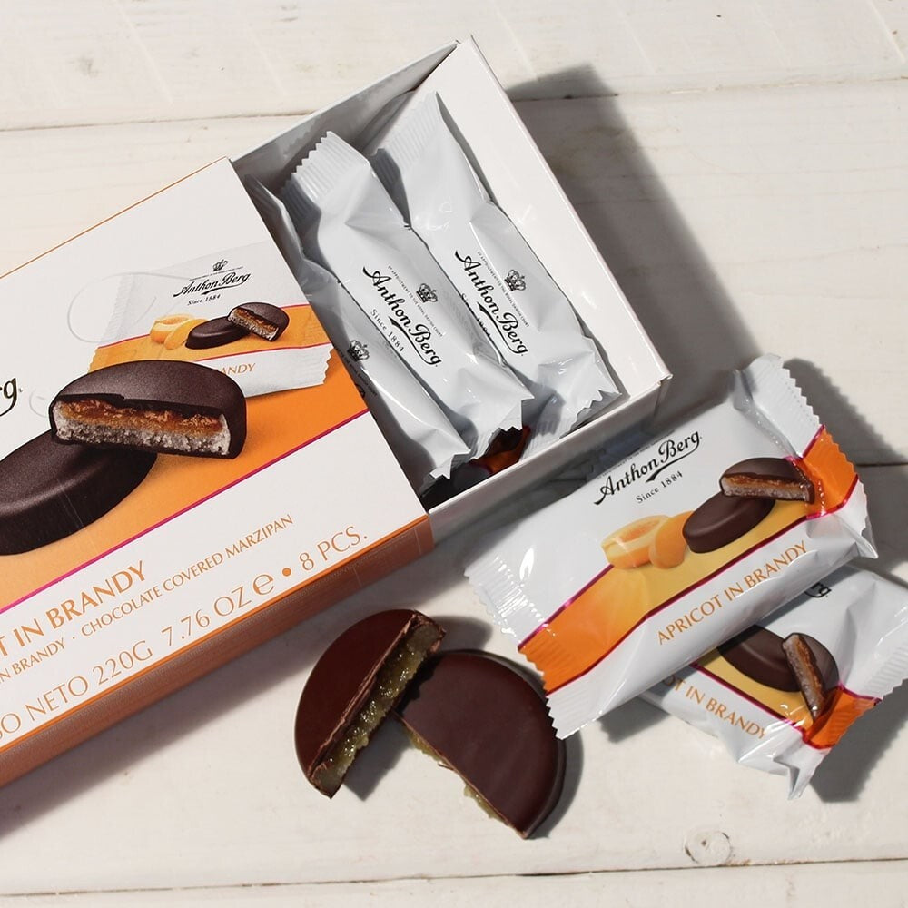 Anthon Berg Chocolate Covered Marzipan, Variety - Plum in Madeira, Apricot in Brandy, Strawberry in Sparkling Wine - Pack of 3