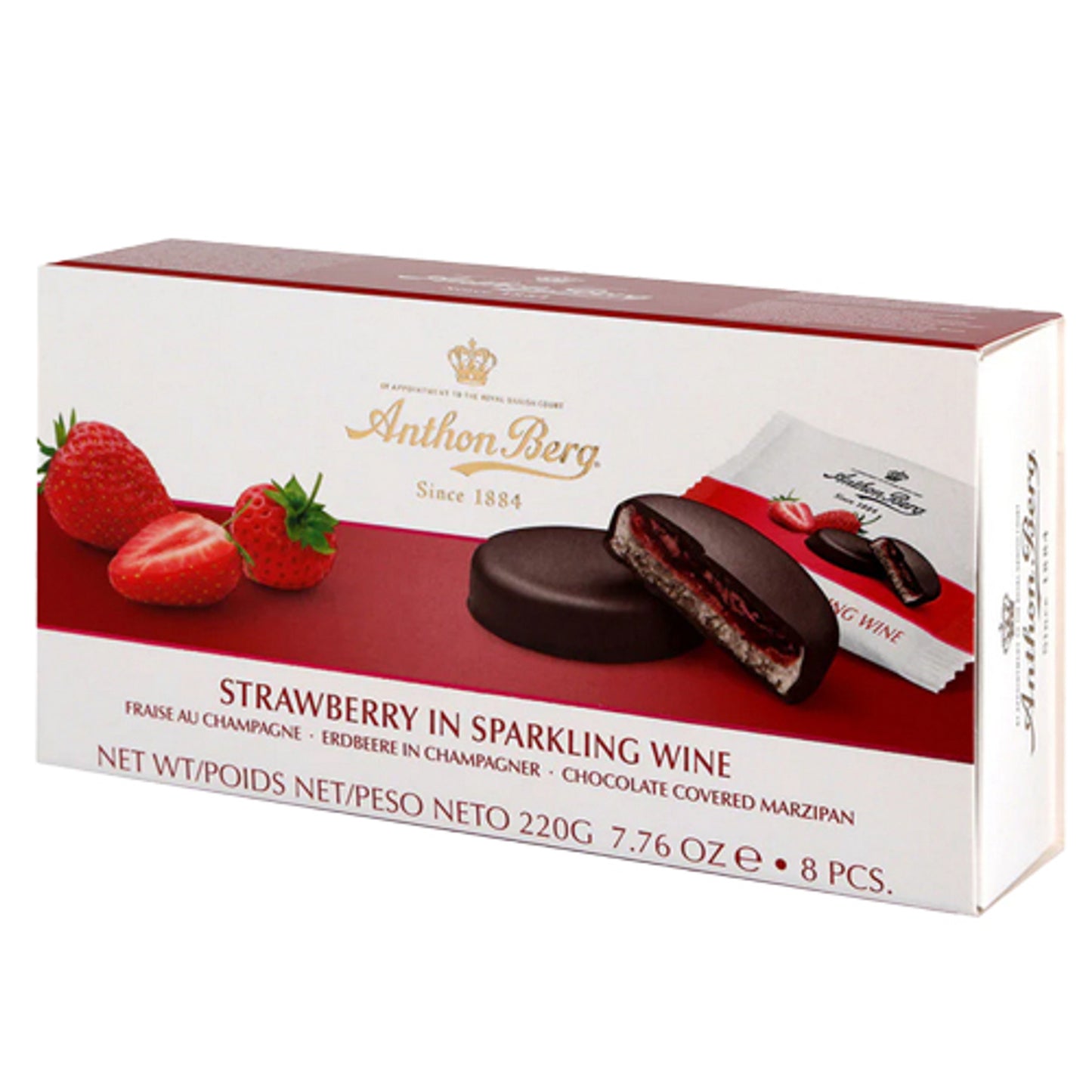 Anthon Berg Chocolate Covered Marzipan, Variety - Plum in Madeira, Apricot in Brandy, Strawberry in Sparkling Wine - Pack of 3