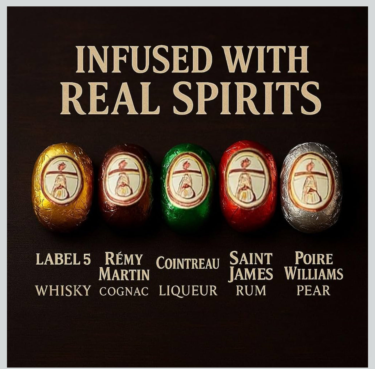 Andy Anand Chocolatier European liqueur Flavored Dark Chocolate Bottles - Filled with Top-Shelf Liquor, Gluten Free Assorted Liquor Flavors, Liqueur Center Filled Chocolate in Wooden Gift Box - 18 Pieces