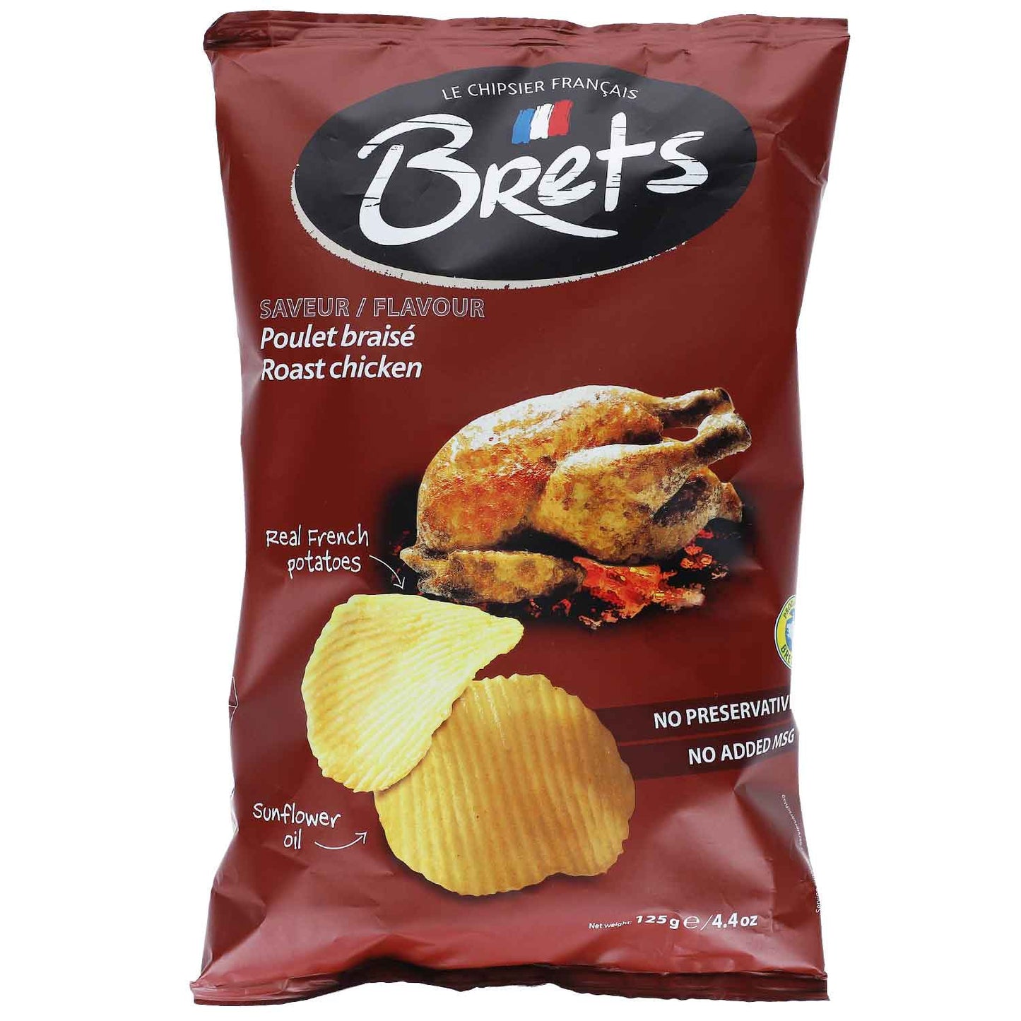 Brêts Poulet Braisé French Roasted Chicken Potato Chips – 4.4 oz, Pack of 3