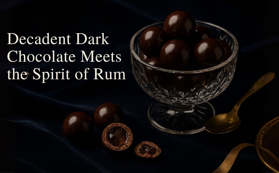 Andy Anand Chocolatier Rum Cordials European Dark Chocolate Confection - Handcrafted Rum Flavored Chocolate Balls, Delicious and Decadent Chocolate Gift Box - 1 lb