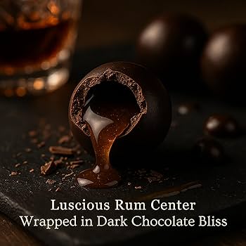 Andy Anand Chocolatier Rum Cordials European Dark Chocolate Confection - Handcrafted Rum Flavored Chocolate Balls, Delicious and Decadent Chocolate Gift Box - 1 lb