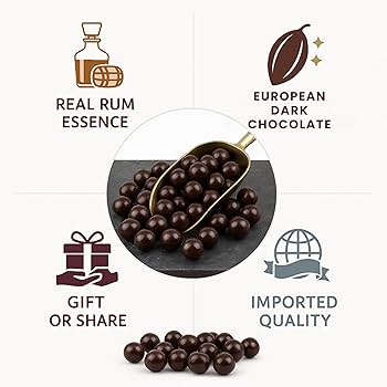 Andy Anand Chocolatier Rum Cordials European Dark Chocolate Confection - Handcrafted Rum Flavored Chocolate Balls, Delicious and Decadent Chocolate Gift Box - 1 lb
