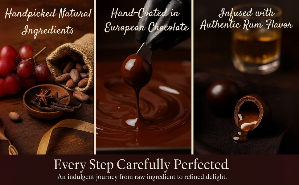 Andy Anand Chocolatier Rum Cordials European Dark Chocolate Confection - Handcrafted Rum Flavored Chocolate Balls, Delicious and Decadent Chocolate Gift Box - 1 lb