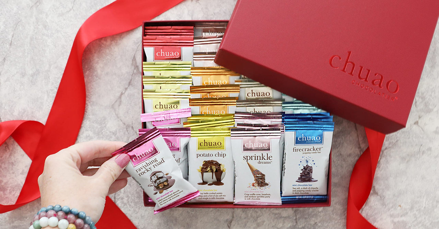 Chuao Chocolatier Share the Love Assorted Milk and Dark Mini Gourmet Chocolate Bars Gift Box Sampler - 36 Bars