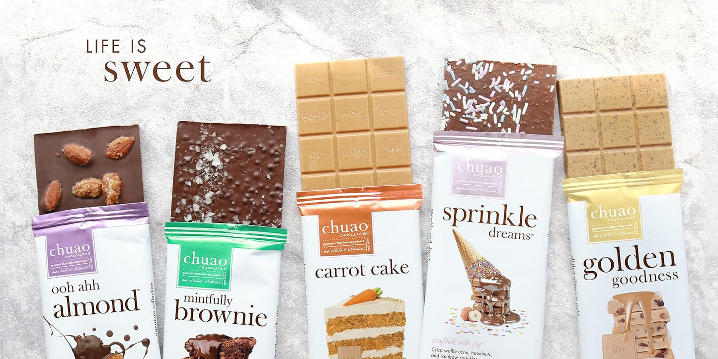 Chuao Chocolatier Share the Love Assorted Milk and Dark Mini Gourmet Chocolate Bars Gift Box Sampler - 36 Bars