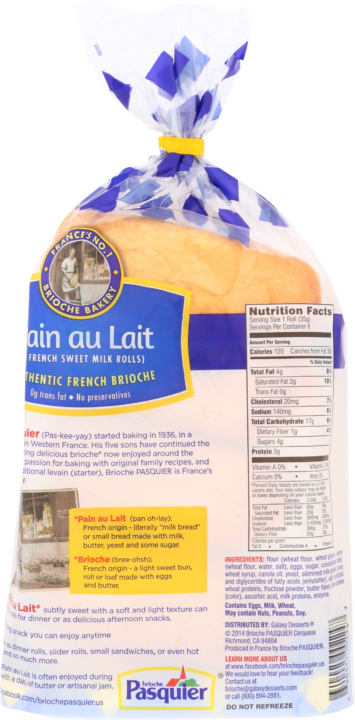 Brioche Pasquier Authentic French Pain au Lait Brioche Rolls, 9.9 oz