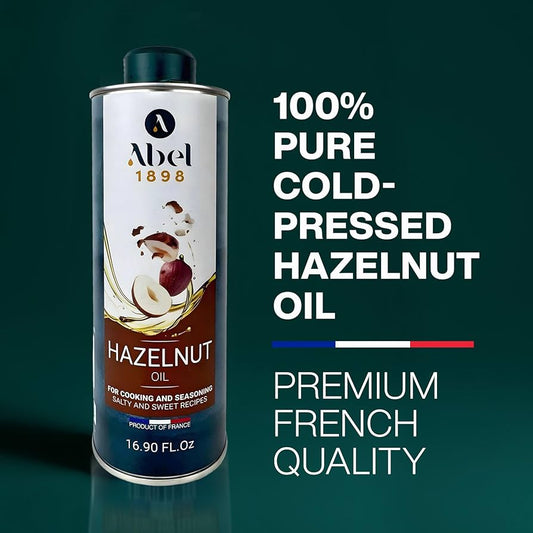 French Hazelnut Oil – 100% Pure & Cold-Pressed, Gourmet Nut Oil for Cooking, Baking & Dressings – Non-GMO, Gluten-Free, 16.90 oz