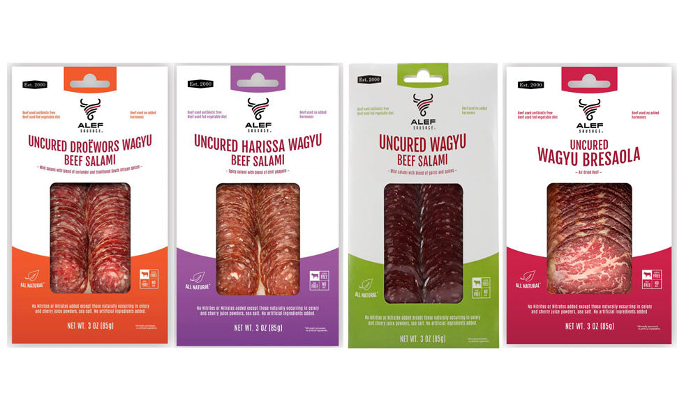 Alef All Natural Uncured Wagyu Bresaola – Premium Italian Salumi, 4-Month Aged, Artisan-Crafted, Gluten-Free, Handmade, Hormone- & Antibiotic-Free, Nitrite-Free, Air-Dried Wagyu Beef Charcuterie, 3 oz