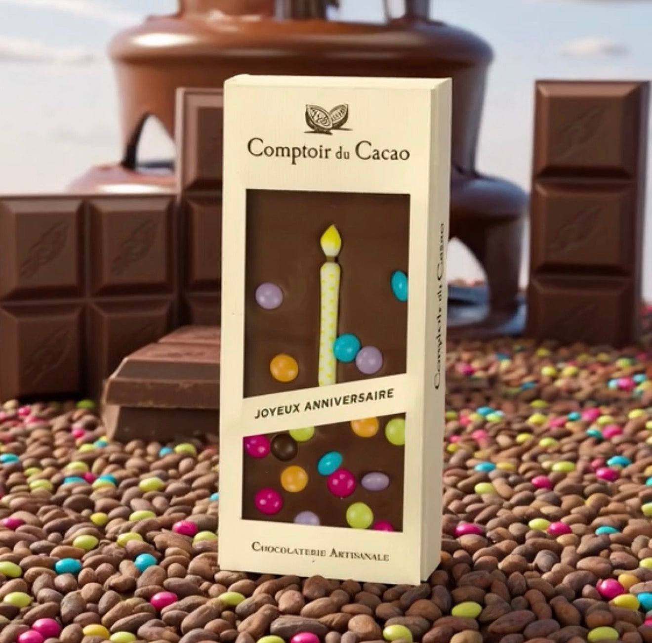 Comptoir du Cacao Chocolate Bar with Birthday Candle