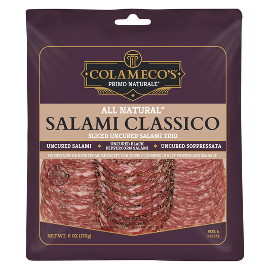 Colameco’s Classico Salami Deli Selection TRIO – Classic, Black Peppercorn & Soppressata – Uncured, All-Natural Italian Meats – Ready-to-Eat, Resealable Pack