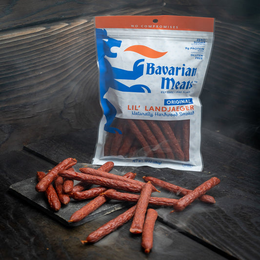 Bavarian Meats Lil' Landjaeger Meat Sticks, Smoked Sausage Protein Snacks, Zero Sugar, Great Source of Protein, Gluten Free, Keto Friendly Low Carb Snack, 10 oz