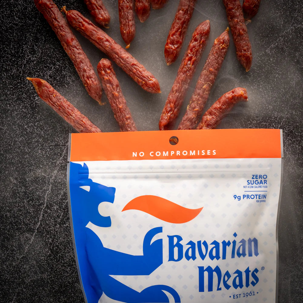 Bavarian Meats Hot & Spicy Lil' Landjaeger Meat Sticks, Smoked Sausage Protein Snacks, Zero Sugar, Great Source of Protein, Gluten Free, Keto Friendly Low Carb Snack, 10 oz