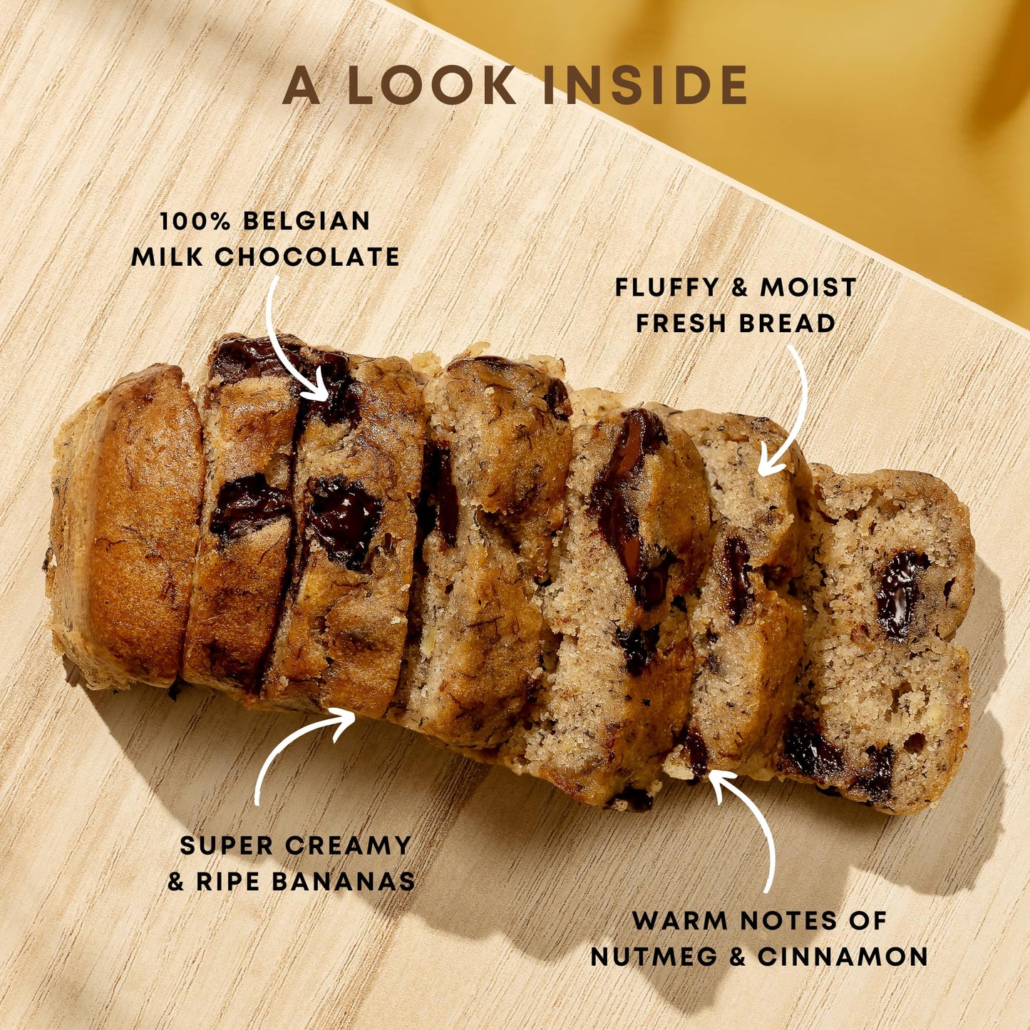 Gourmet Banana Bread, Baked Fresh for Each Order, Made with Belgian Chocolate Chips, Individually Wrapped to Arrive Soft & Moist - Pack of 6
