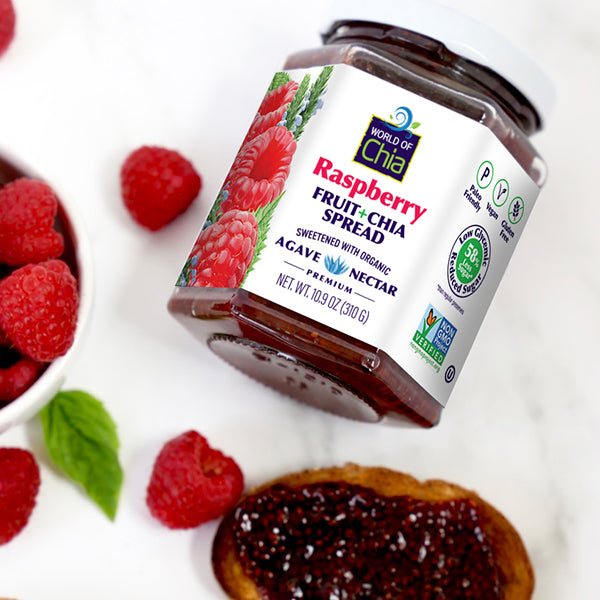World of Chia Gourmet Variety Jam with Agave Nectar, No Added Pectin – Blackberry, Strawberry & Raspberry. Low Glycemic, Gluten-Free, Vegan, with Organic Chia Seeds, Chia Jelly - Pack of 3