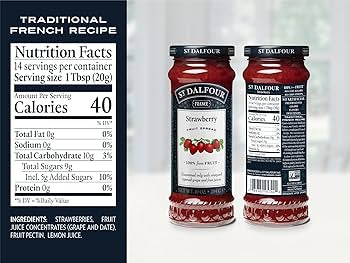 St. Dalfour Strawberry Fruit Spread - 10oz - 100% from Fruit, No Artificial Ingredients, Non-GMO, No Cane Sugars, All Natural - Pack of 2