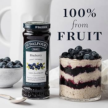 St. Dalfour Blueberry Fruit Spread - 10oz - 100% from Fruit, No Artificial Ingredients, Non-GMO, No Cane Sugars, All Natural, Made in France - Pack of 2