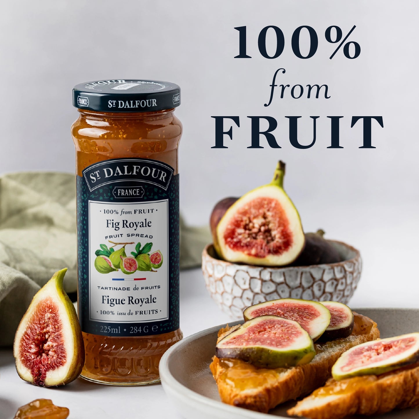 St. Dalfour Fig Royale Fruit Spread - 10oz - 100% from Fruit, No Artificial Ingredients, Non-GMO, No Cane Sugars, All Natural, Made in France - Pack of 2