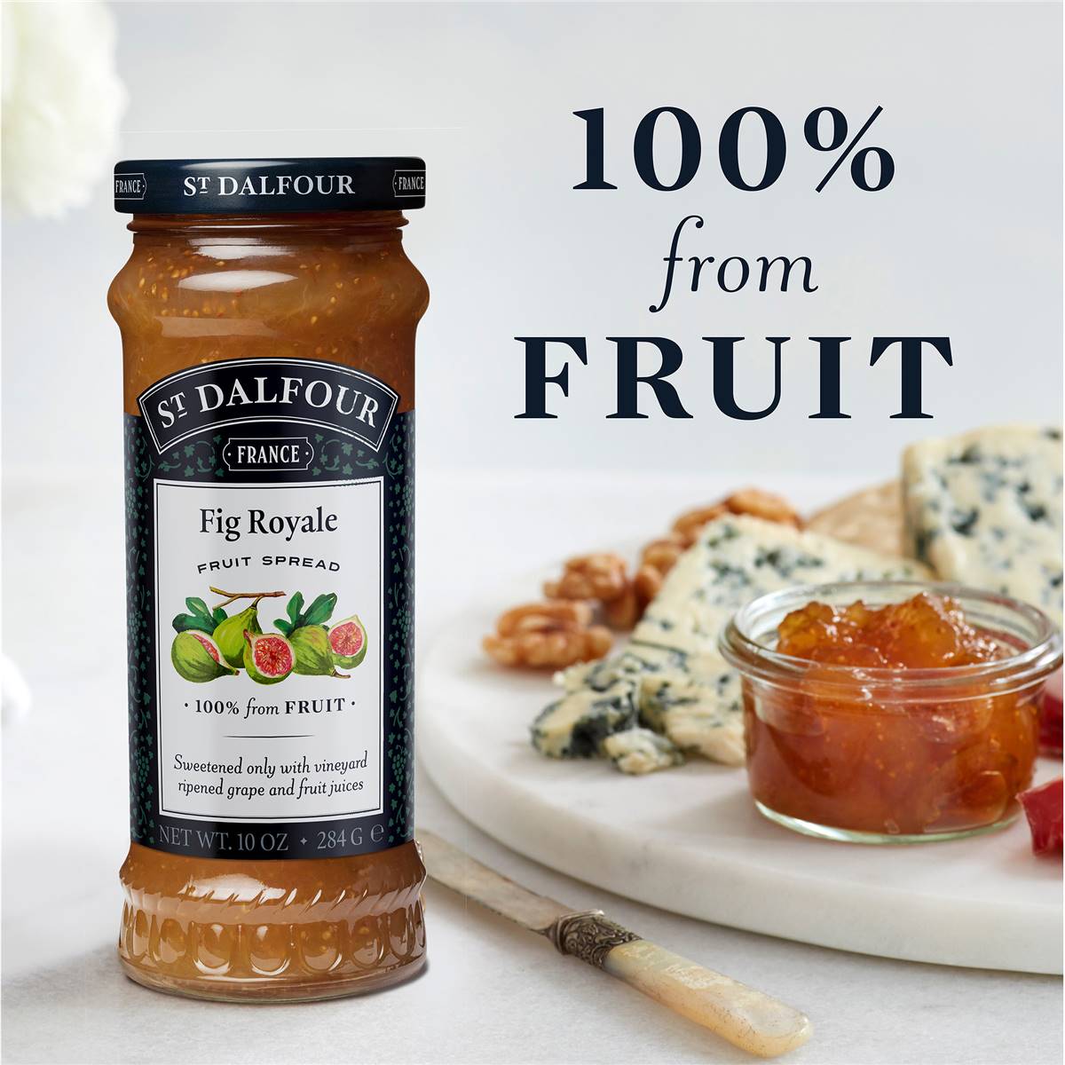 St. Dalfour Fig Royale Fruit Spread - 10oz - 100% from Fruit, No Artificial Ingredients, Non-GMO, No Cane Sugars, All Natural, Made in France - Pack of 2
