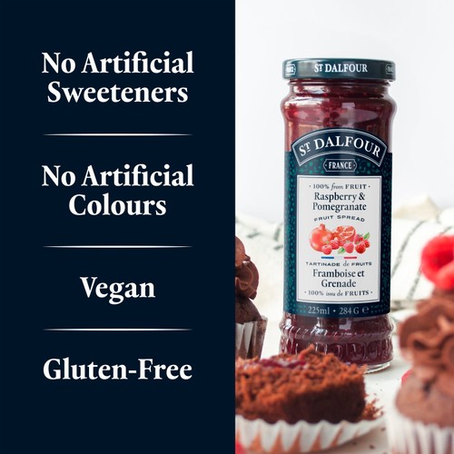 St. Dalfour Raspberry & Pomegranate Fruit Spread - 10oz - 100% from Fruit, No Artificial Ingredients, Non-GMO, No Cane Sugars, All Natural, Made in France - Pack of 2
