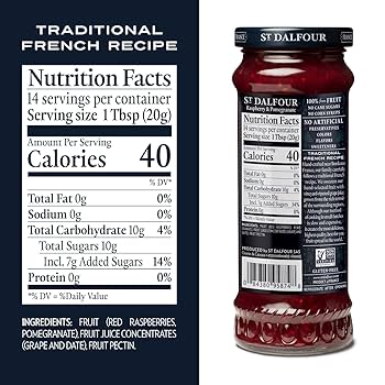 St. Dalfour Raspberry & Pomegranate Fruit Spread - 10oz - 100% from Fruit, No Artificial Ingredients, Non-GMO, No Cane Sugars, All Natural, Made in France - Pack of 2
