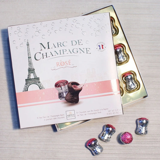 Abtey Cork-Shaped Dark Chocolates with Marc de Champagne Rosé 150g